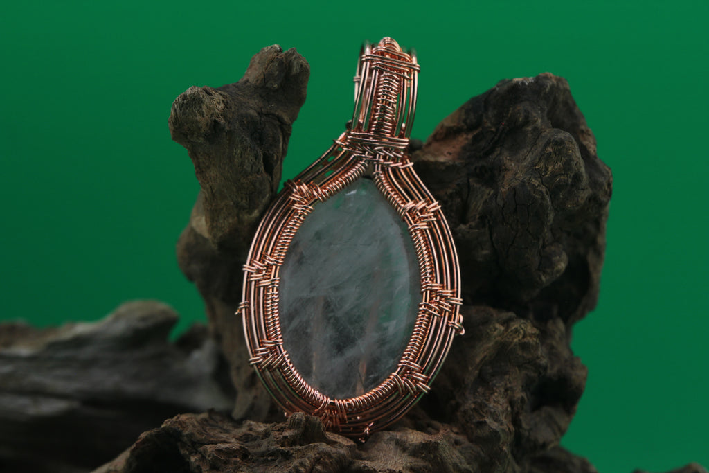 Lunar Drift — Moonstone & Copper Wire Pendant