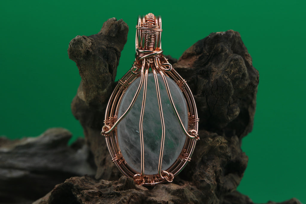 Lunar Drift — Moonstone & Copper Wire Pendant