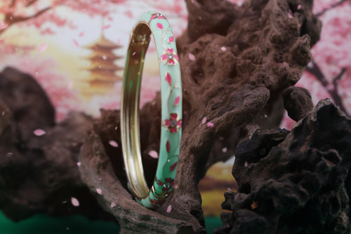 Blossom Dynasty — Asian-Inspired Enamel Floral Bangle Bracelet (3 options)