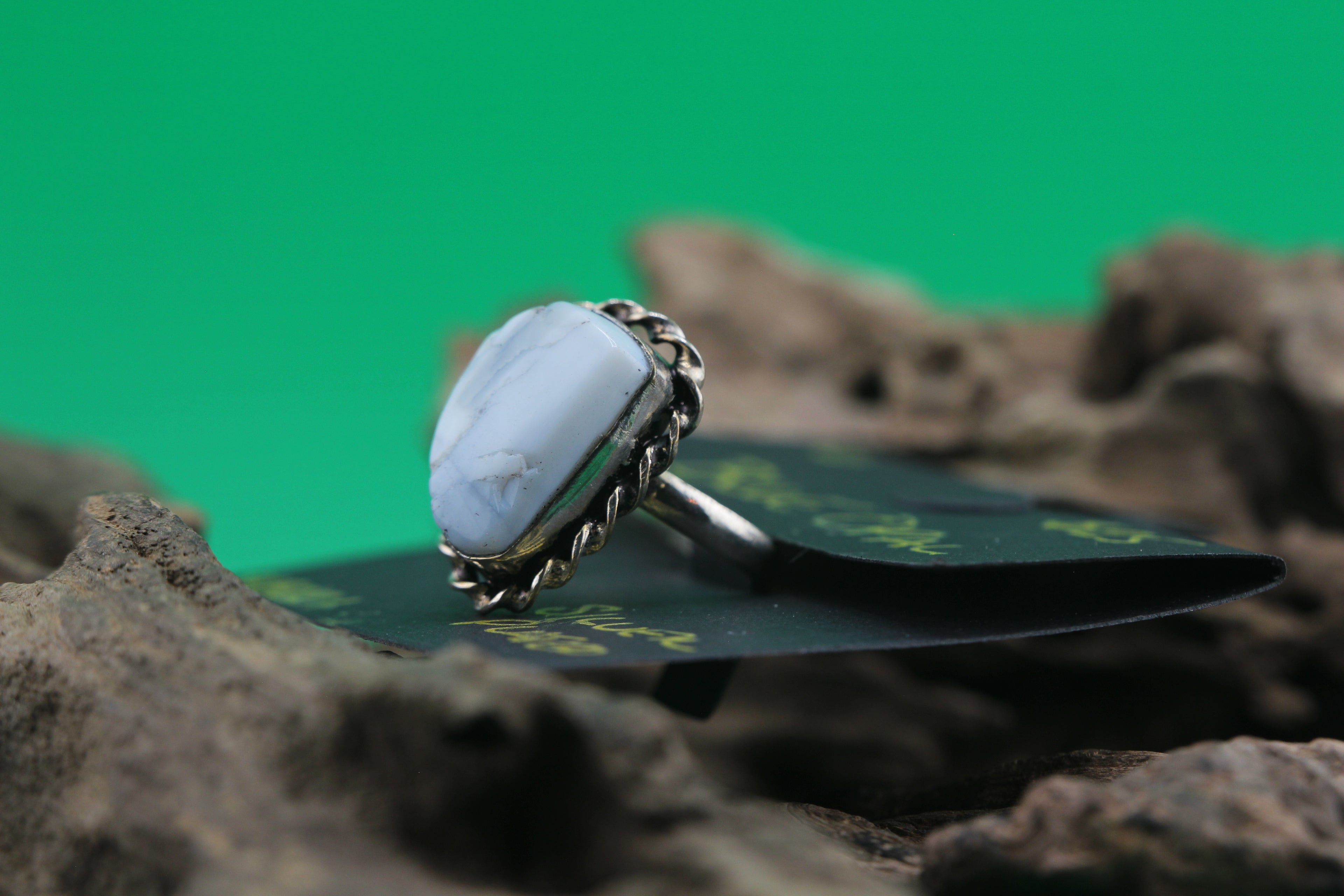 Blue Opal Twisted Rope Bohemian Ring
