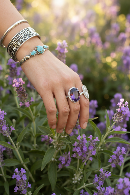 Amethyst Aureole Ring - Boho Garden