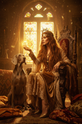Golden Throne Ring – Boho Woman & Weimaraner
