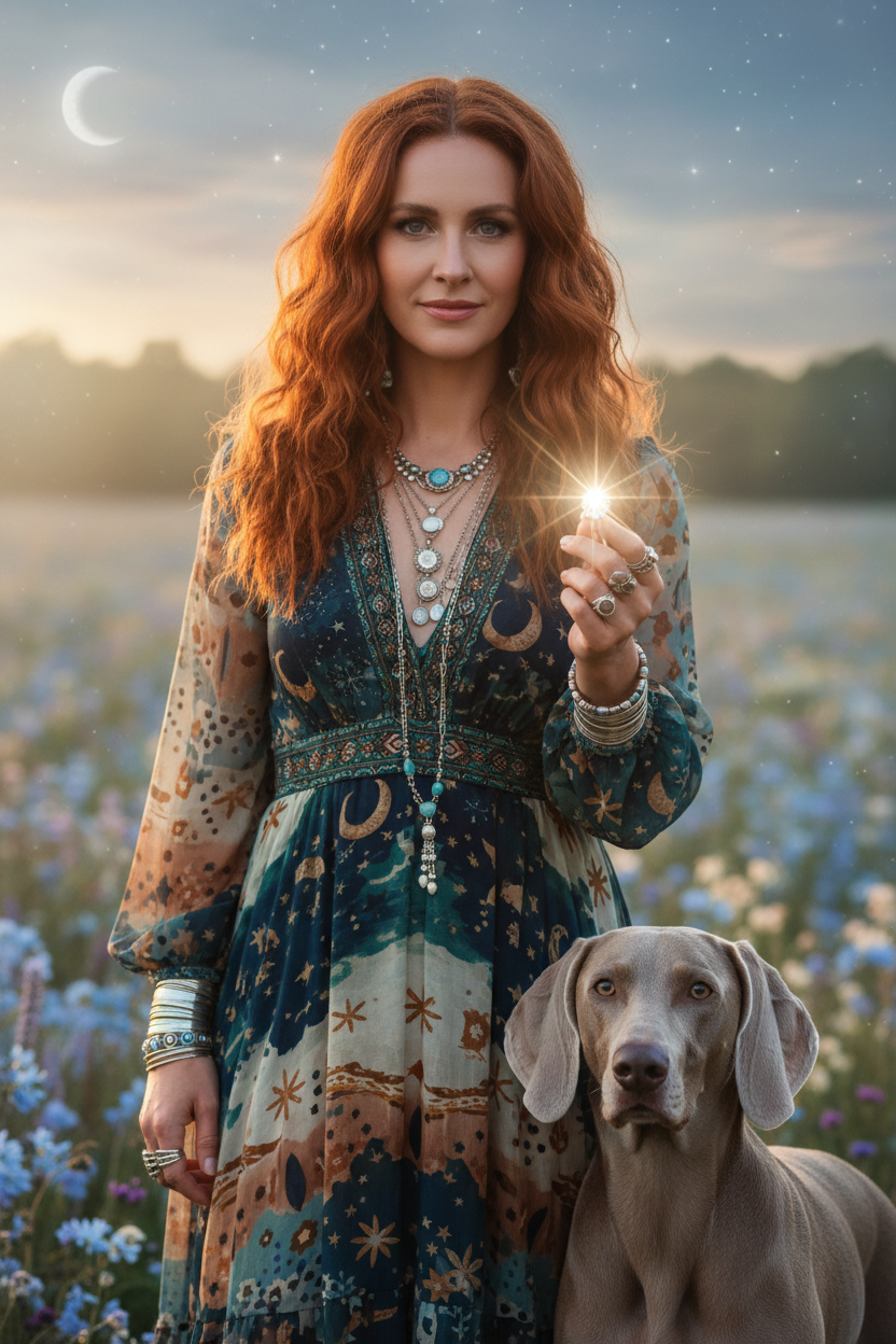 Luminary Pavé Halo Ring — Boho Woman & Weimaraner