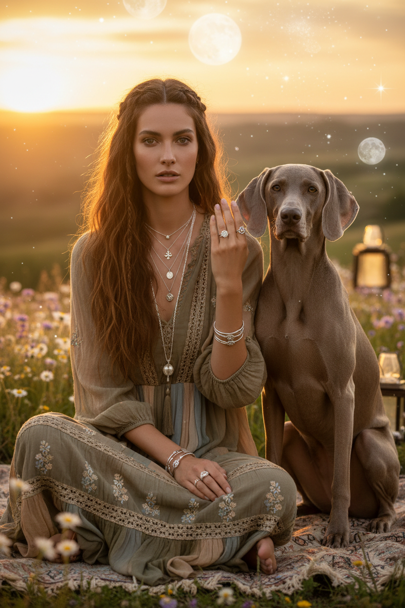 Moonlit Flex Boho with Weimaraner